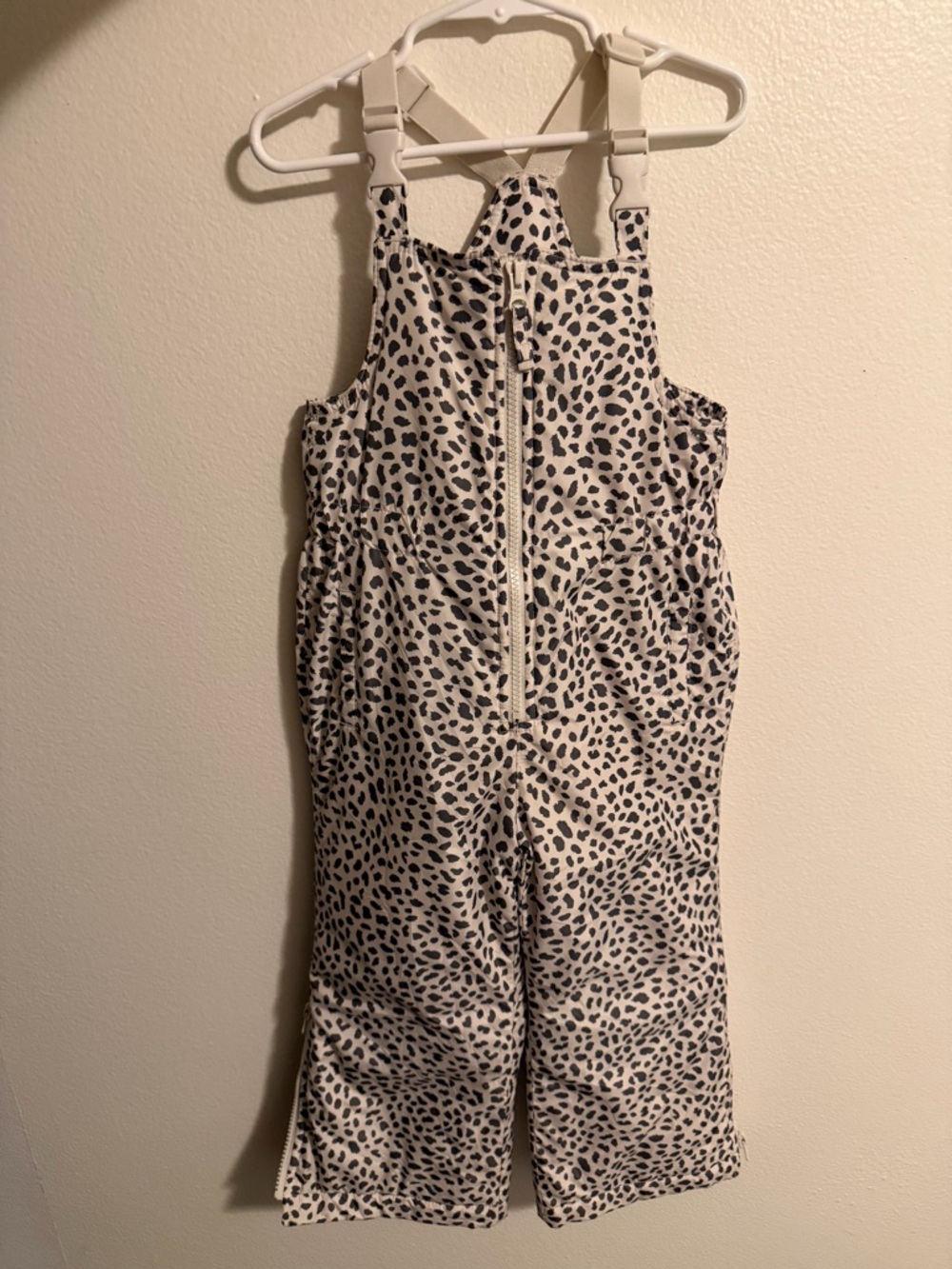 GAP White Bib Overalls with Black Spot Print